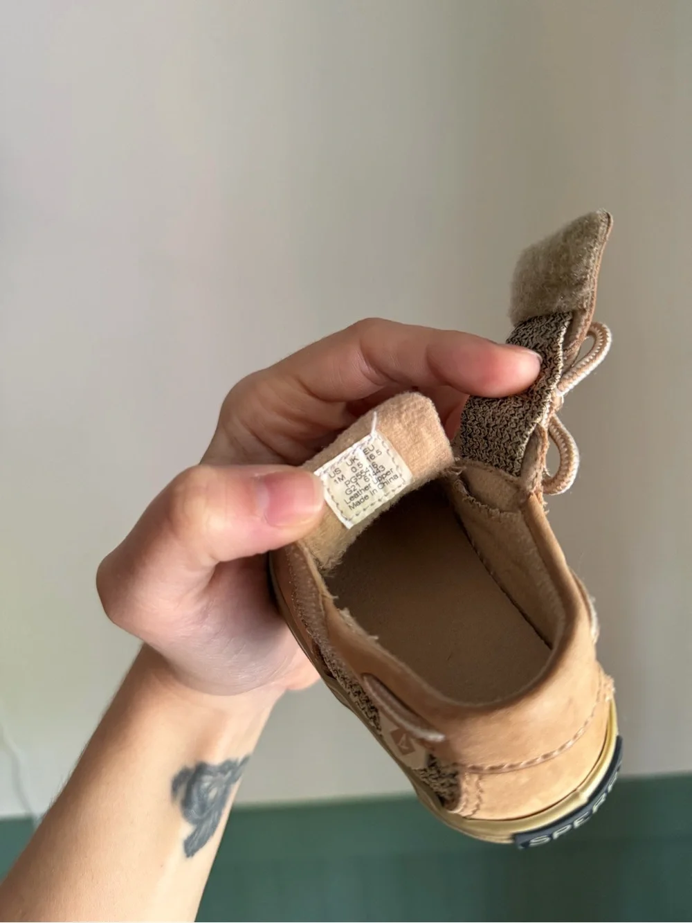 Baby Sperry Tan Boat Shoes  Size 1 Lightweight Casual Velcro